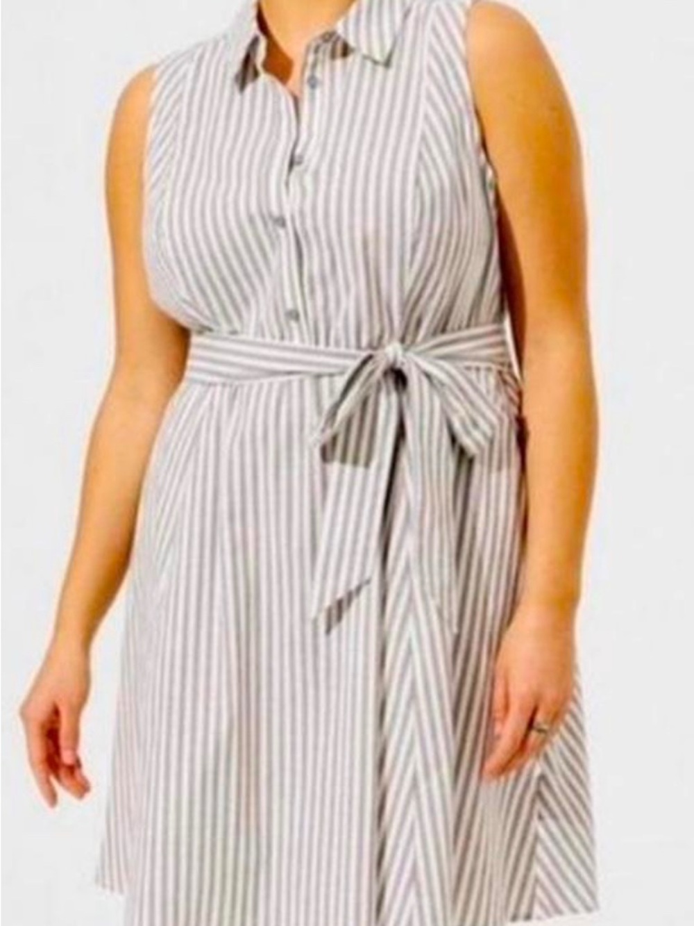 Torrid SZ3 Sleeveless Collared Striped Tie-Waist Dress